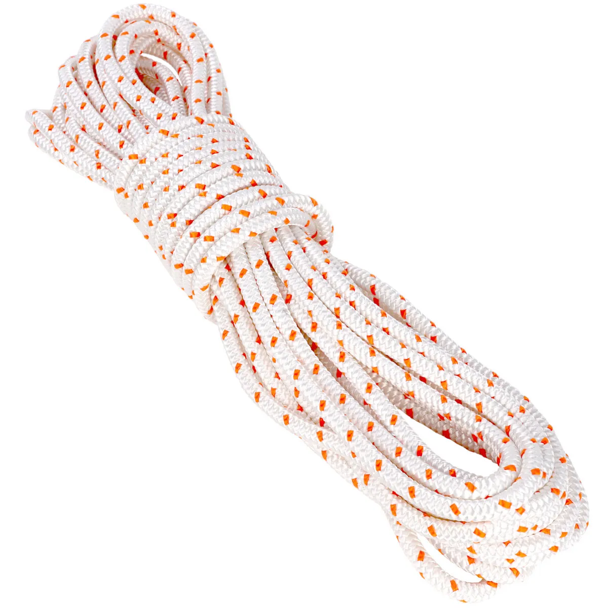 1/2 Arborist Rope - White w/ Neon Orange Tracer