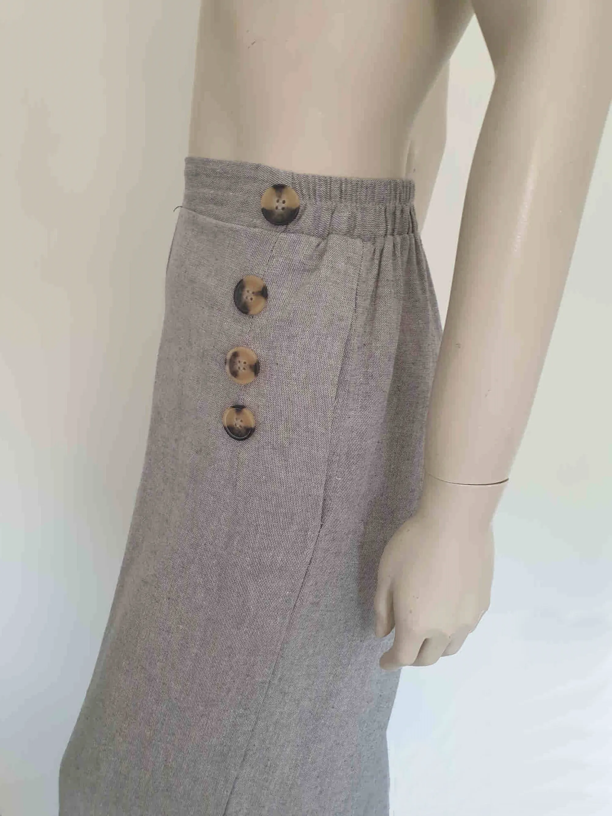 1940s Style Grey High Waisted Wide Leg Pants - L
