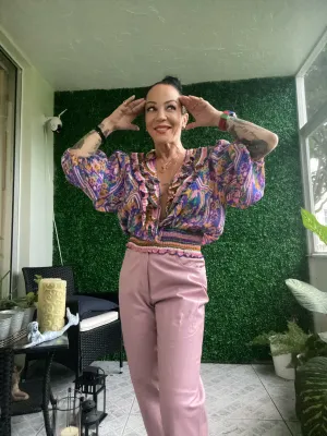 1980s high rise genuine leather bold pastel pink tailored pants Tower Hill Collection