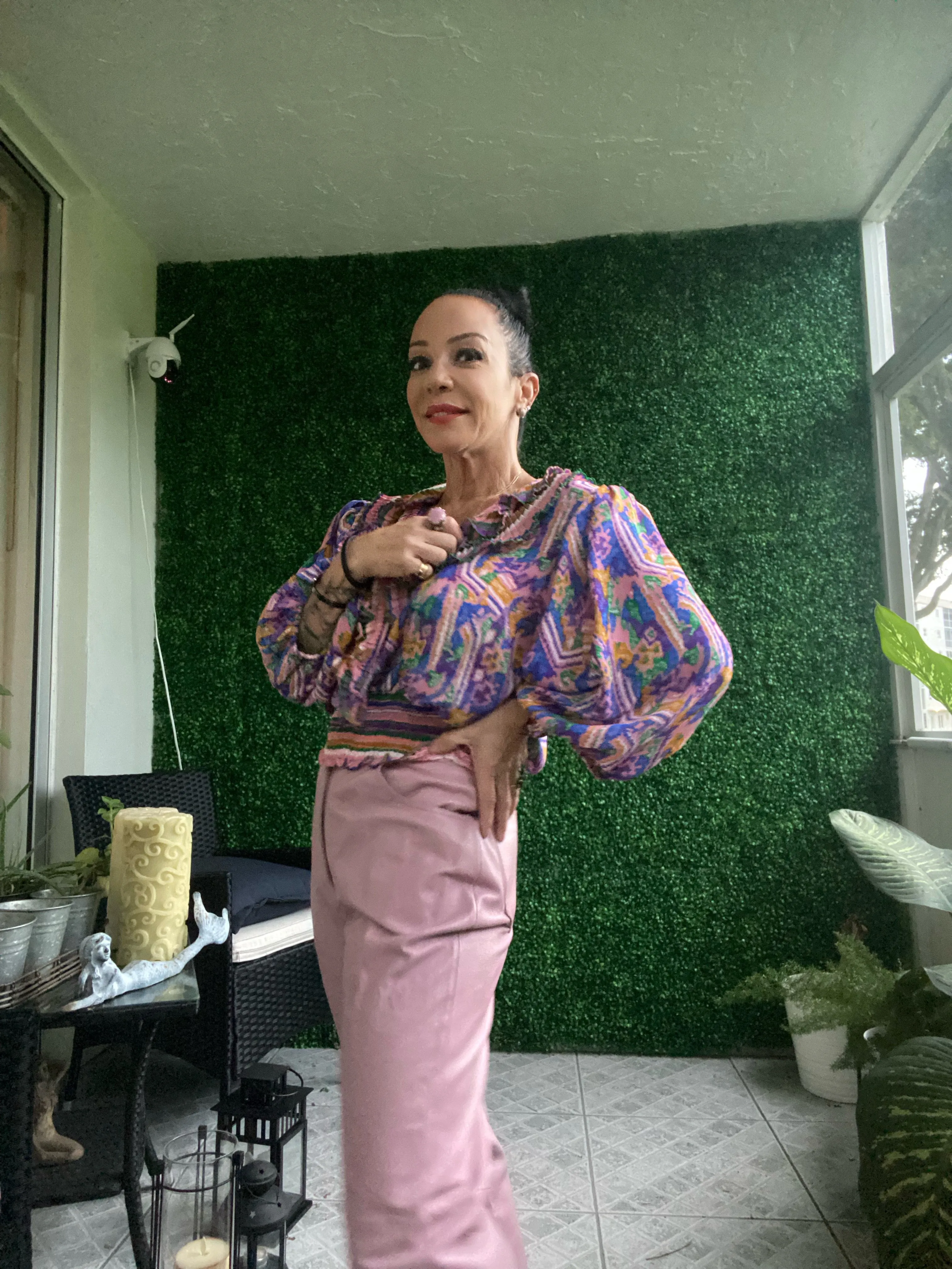 1980s high rise genuine leather bold pastel pink tailored pants Tower Hill Collection