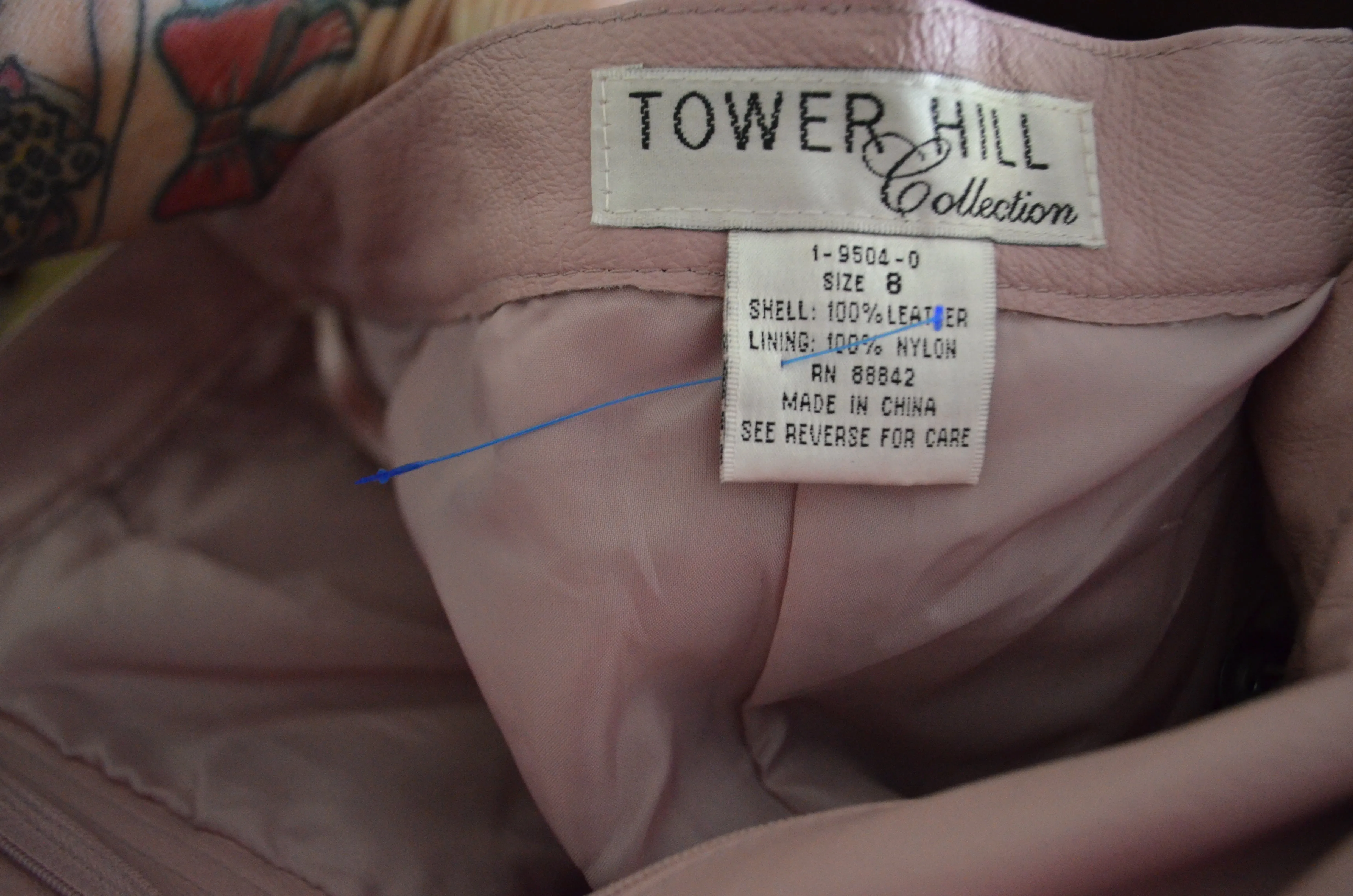 1980s high rise genuine leather bold pastel pink tailored pants Tower Hill Collection