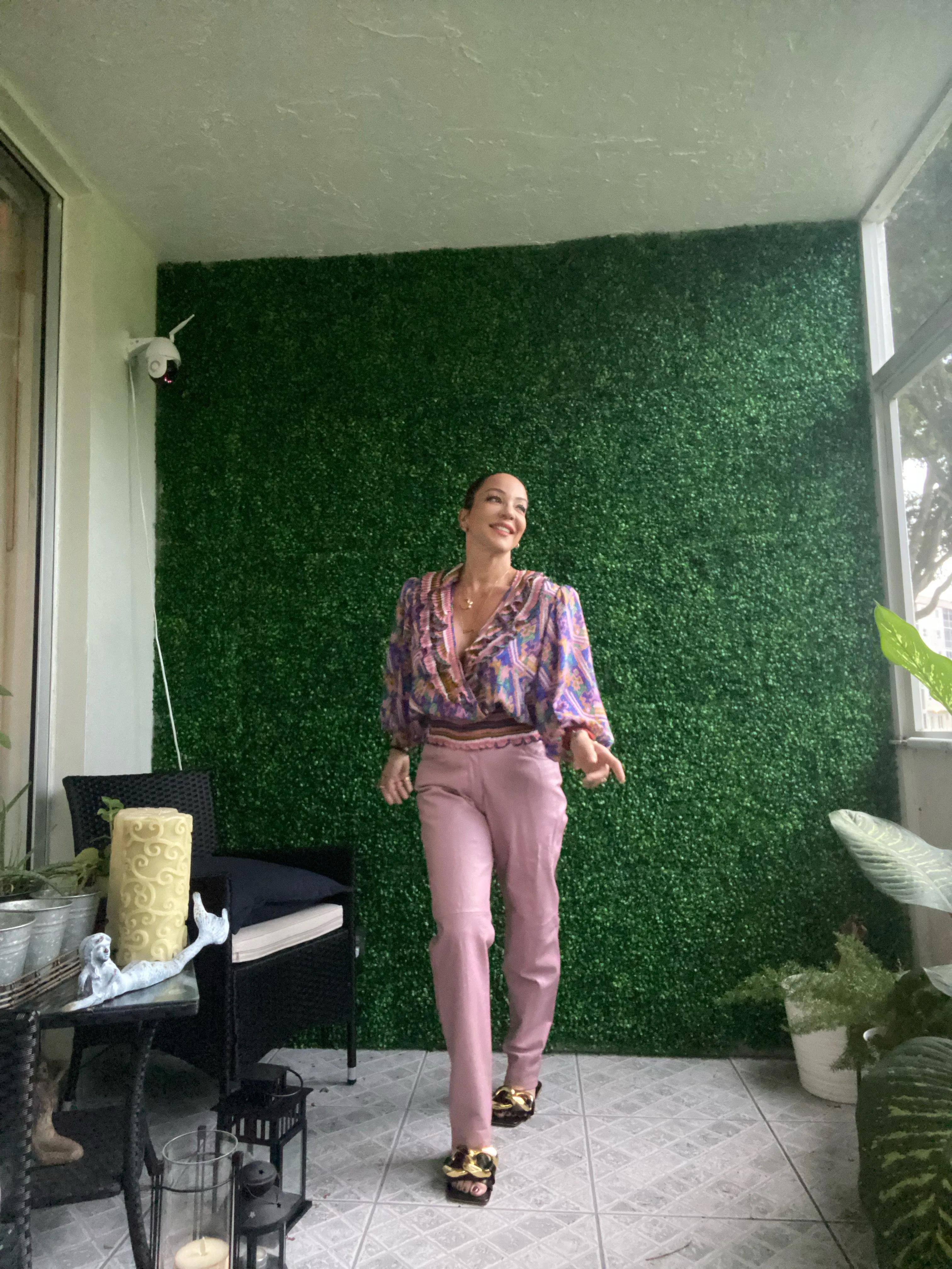1980s high rise genuine leather bold pastel pink tailored pants Tower Hill Collection