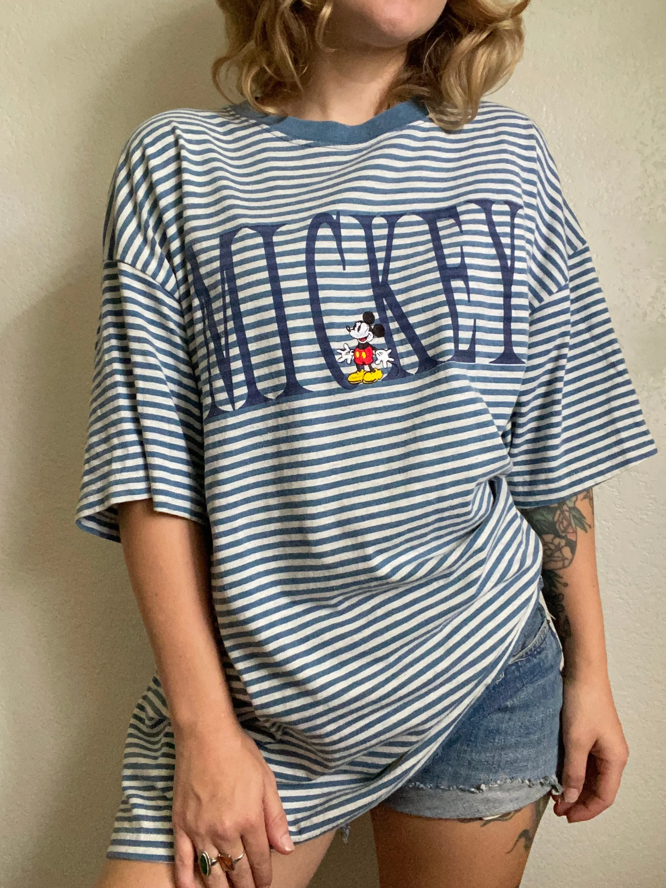 1990s Disney Mickey Mouse striped t shirt XL