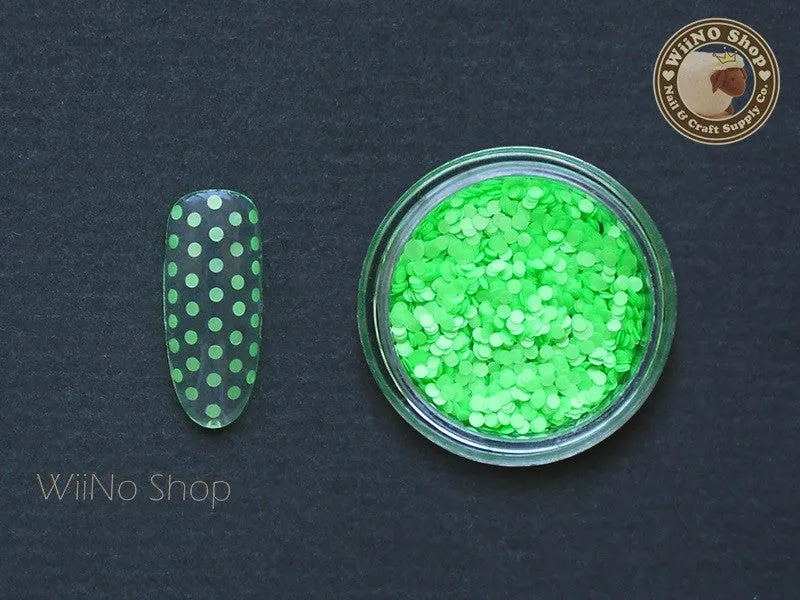 1mm Neon Green Round Dots Glitter