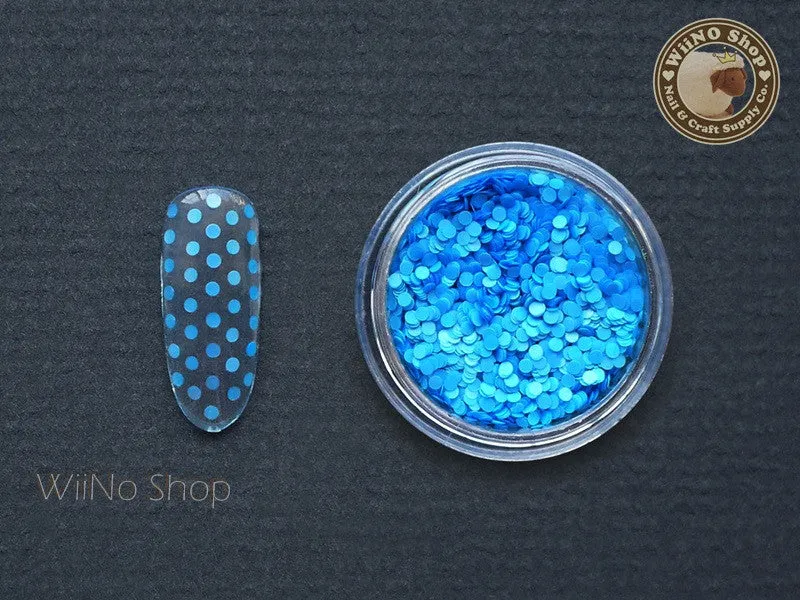 1mm Neon Neon Blue Round Dots Glitter
