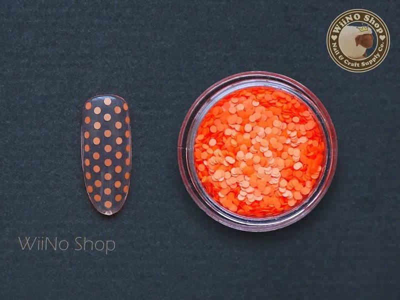 1mm Neon Orange Round Dots Glitter