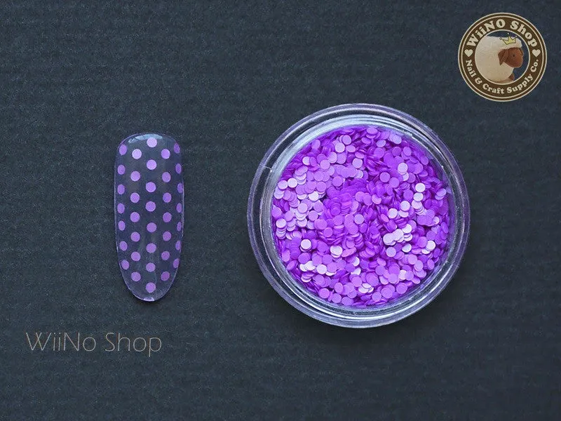 1mm Neon Purple Round Dots Glitter