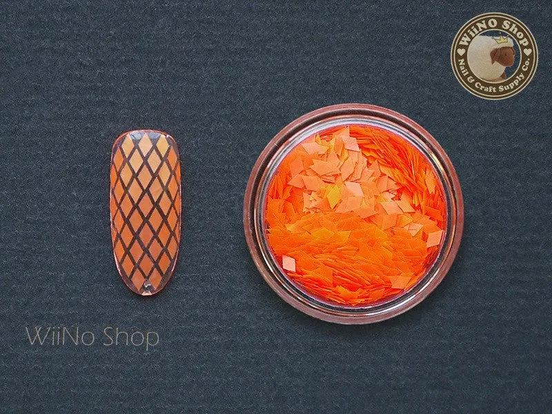 2 x 3mm Neon Orange Diamond Shape Glitter