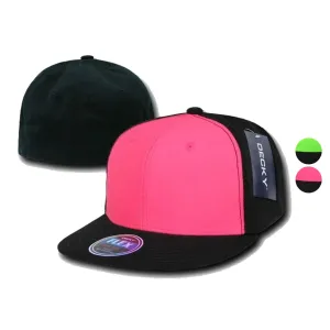 20 Lot Decky Blank Retro Neon Flat Bill Flex Fit Fitted Baseball Hats Caps
