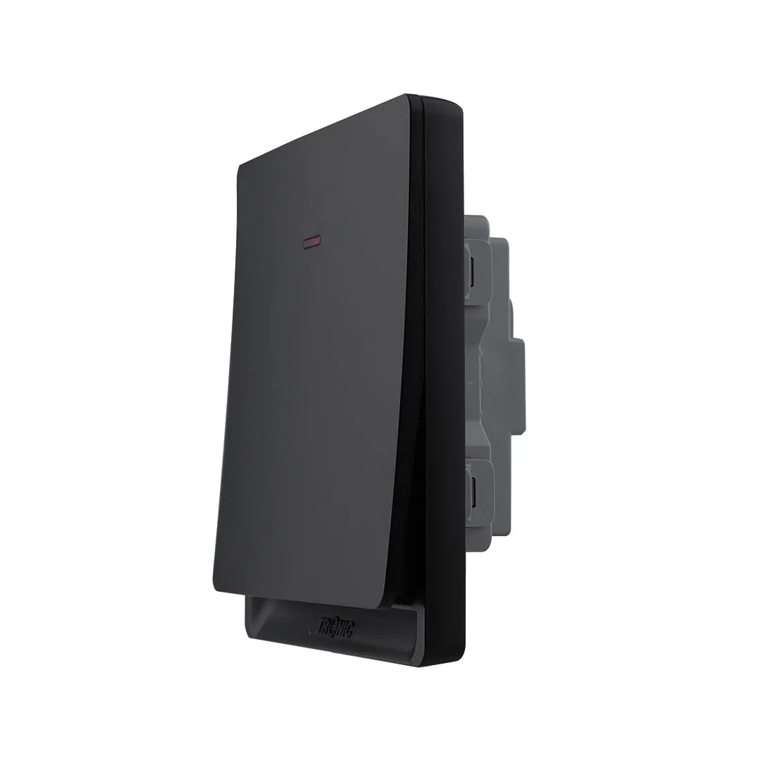 20A Double Pole Switch with Neon - Black