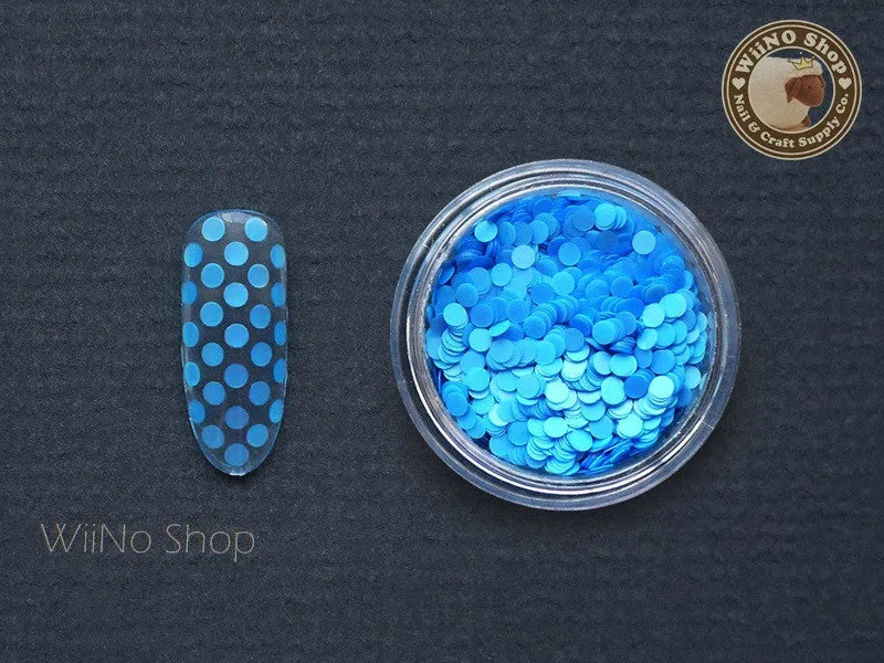 2mm Neon Blue Round Dots Glitter
