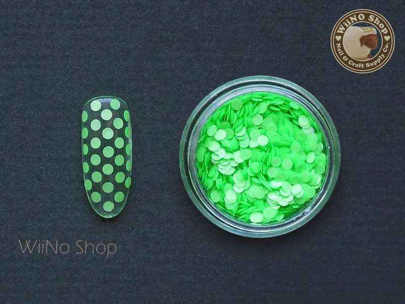 2mm Neon Green Round Dots Glitter
