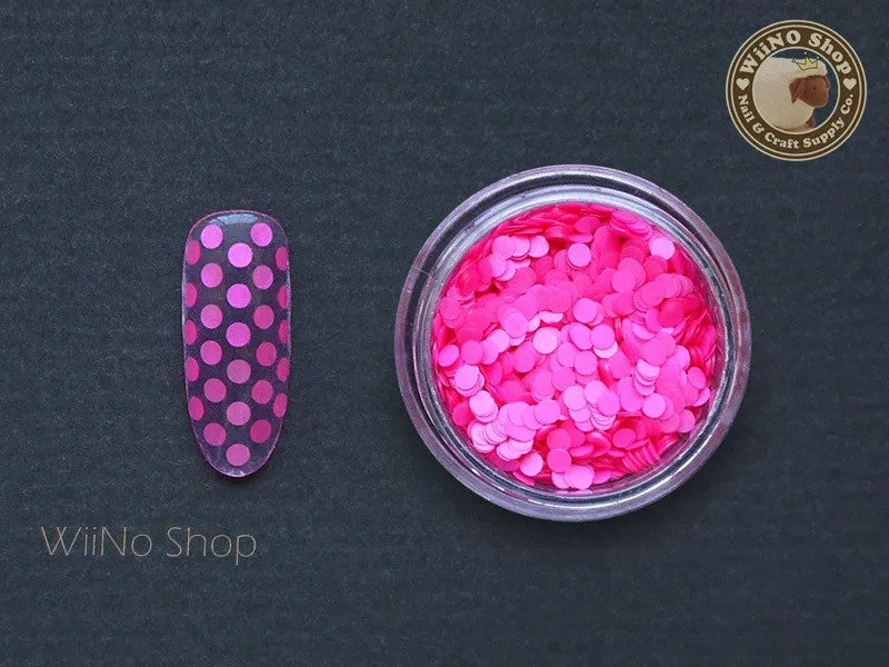 2mm Neon Hot Pink Round Dots Glitter