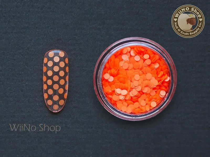 2mm Neon Orange Round Dots Glitter