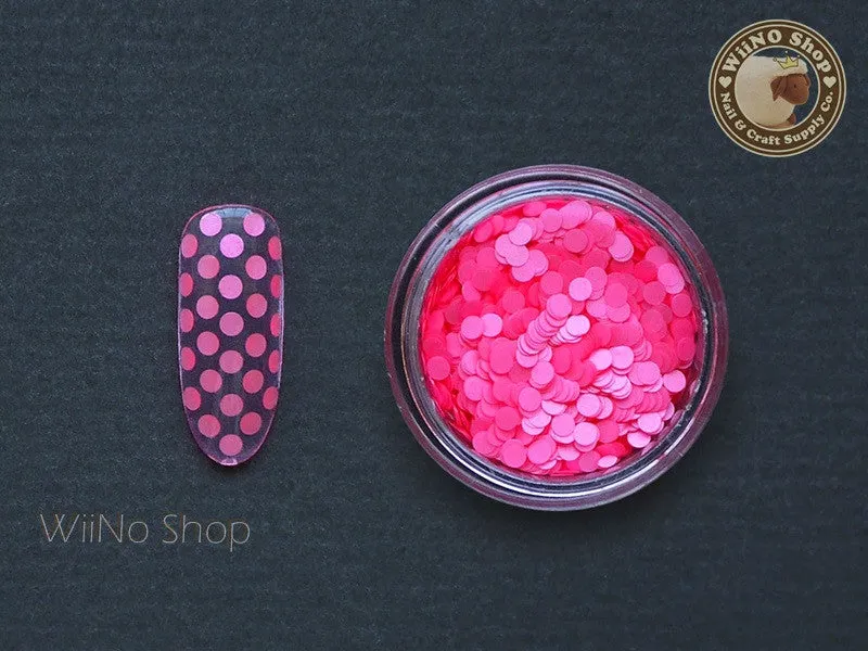 2mm Neon Pink Round Dots Glitter