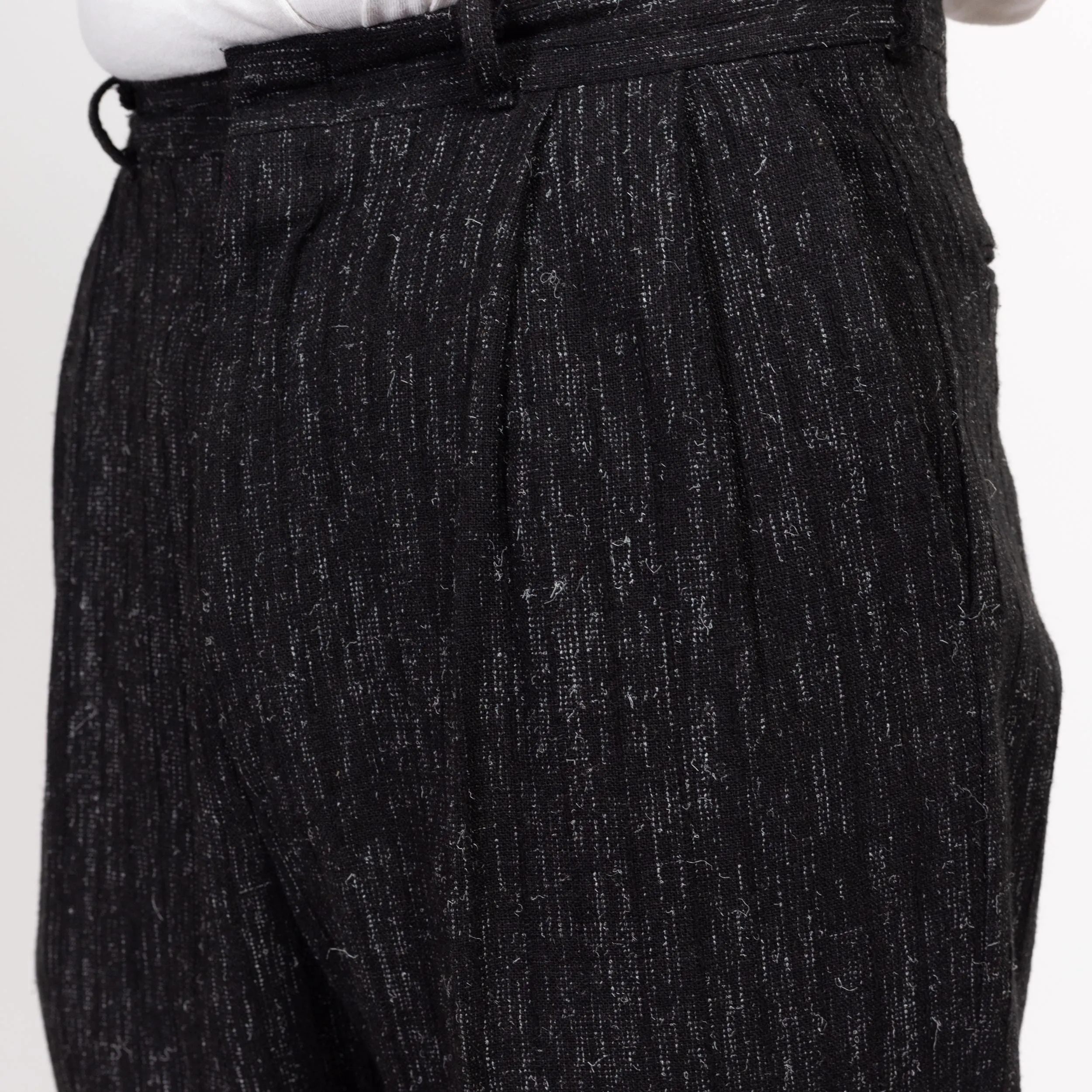 31" Waist 70s Black Salt & Pepper Pleated Trousers