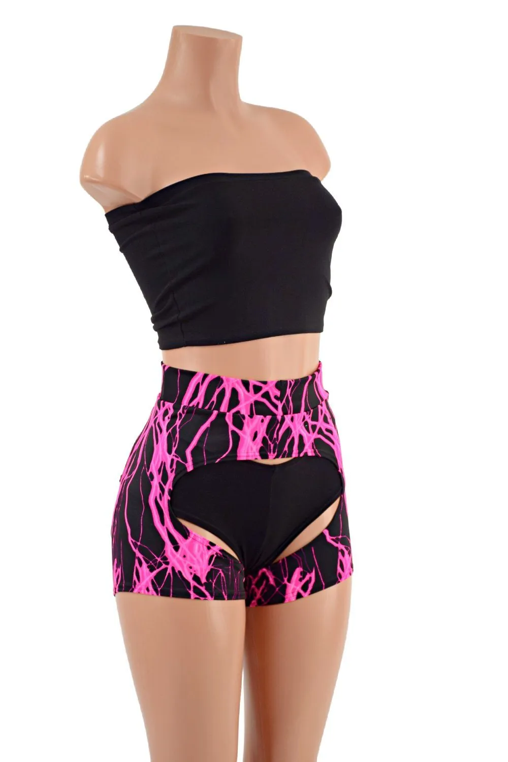 3PC Strapless Top, Siren Shorts, and Short Chaps Set