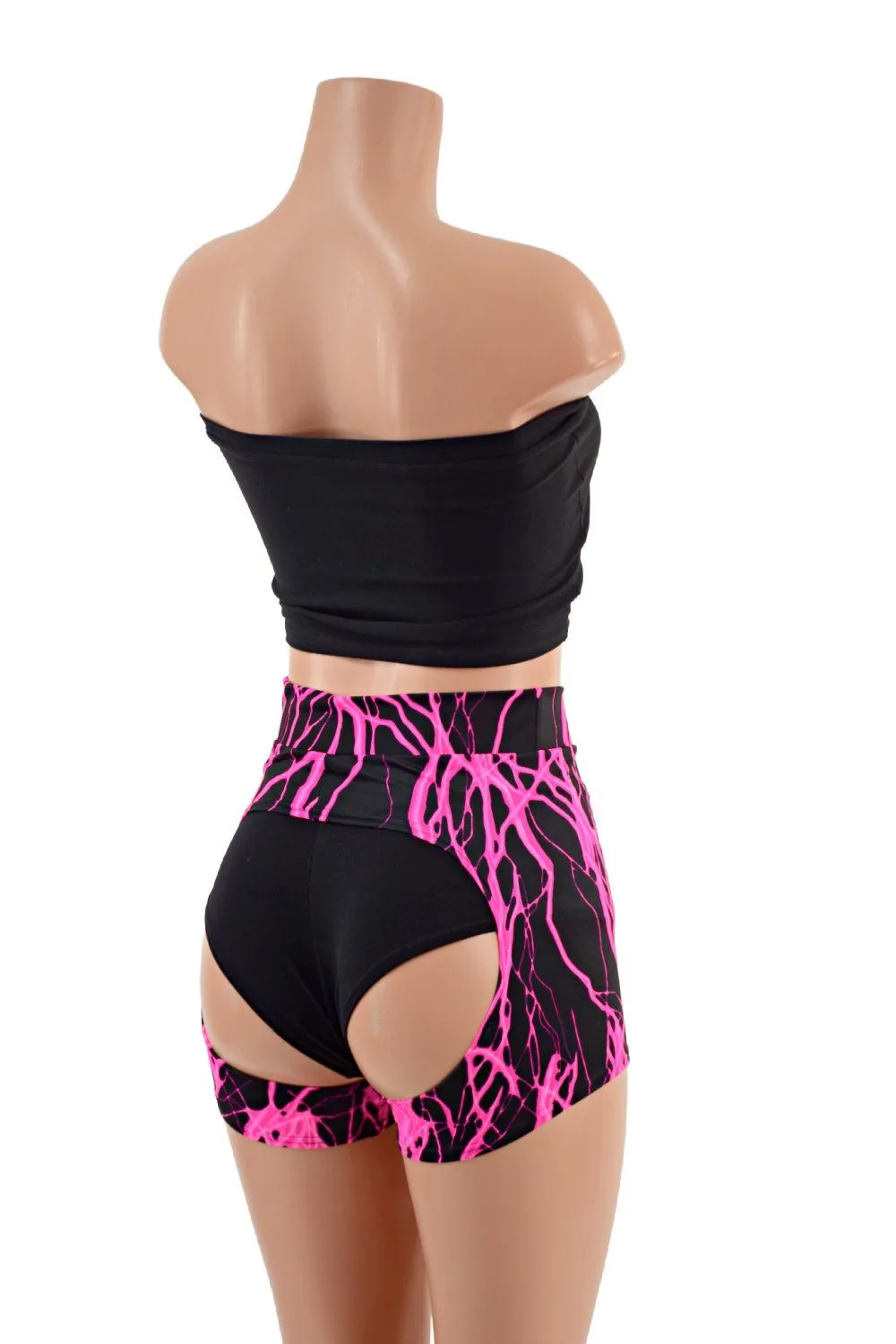 3PC Strapless Top, Siren Shorts, and Short Chaps Set
