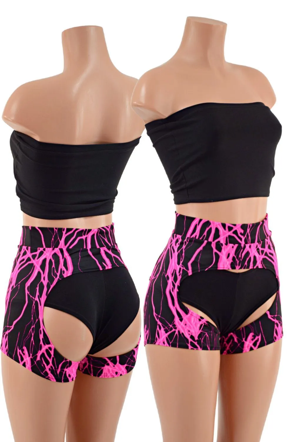 3PC Strapless Top, Siren Shorts, and Short Chaps Set