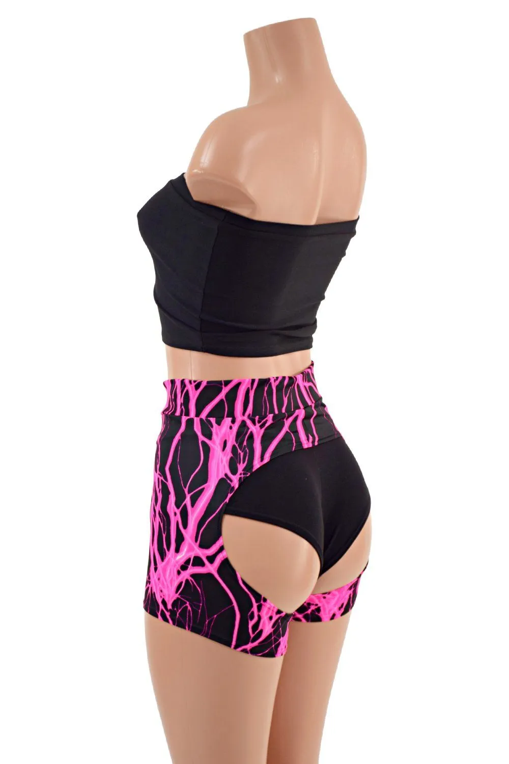 3PC Strapless Top, Siren Shorts, and Short Chaps Set