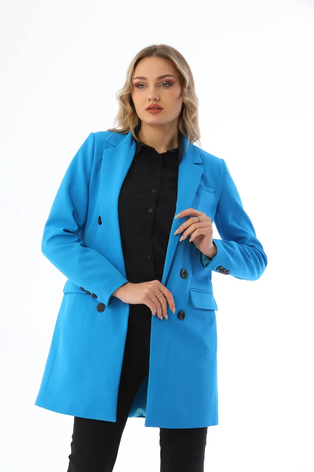 6 button long blazer