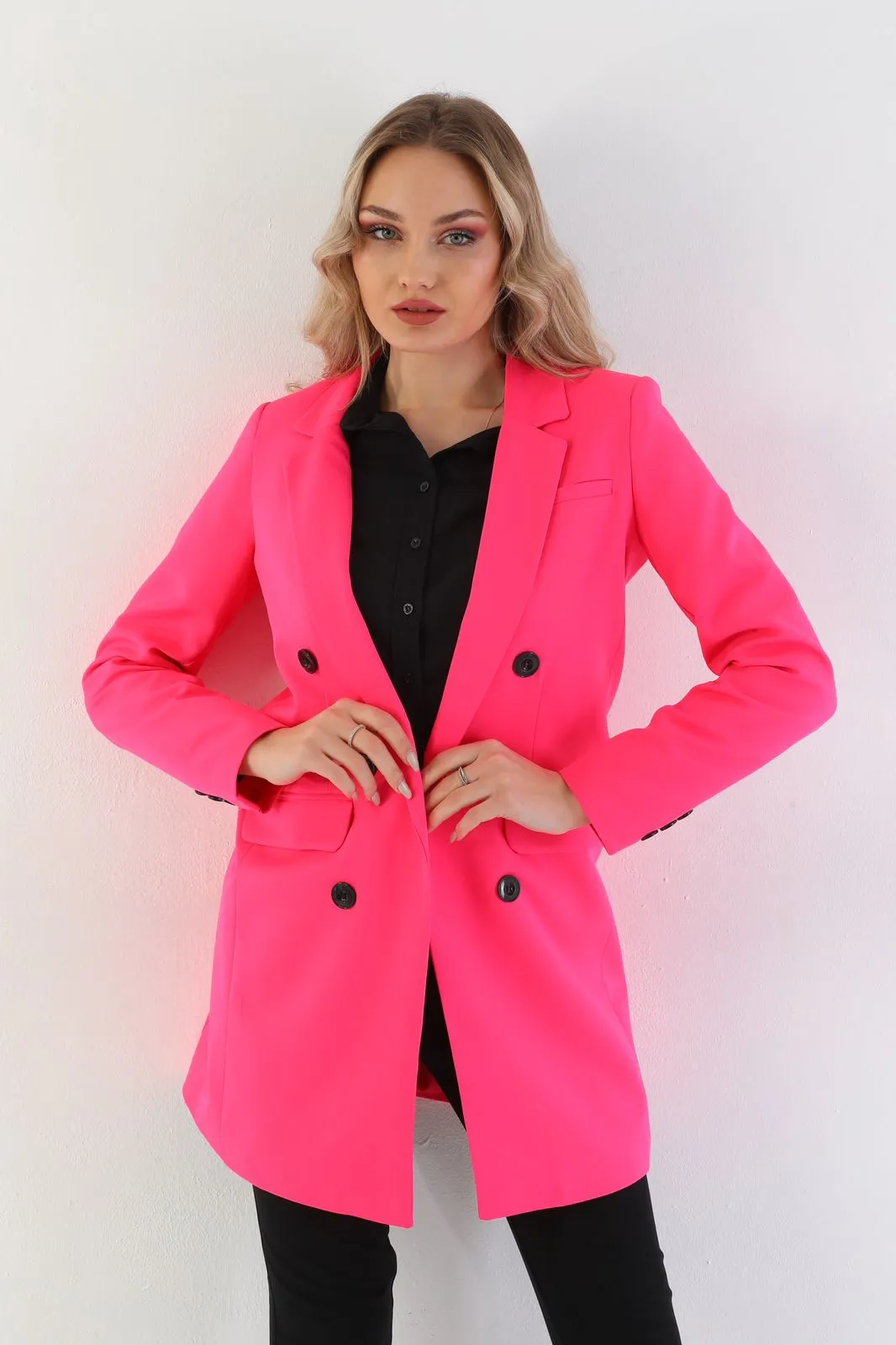 6 button long blazer