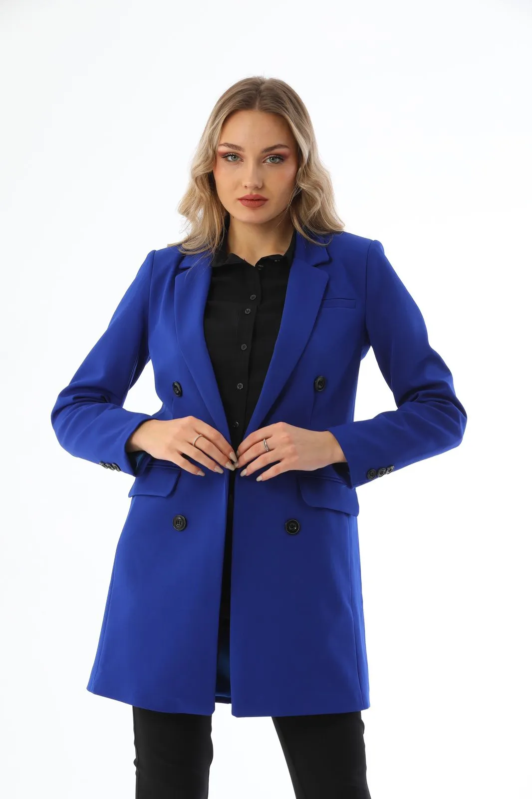 6 button long blazer