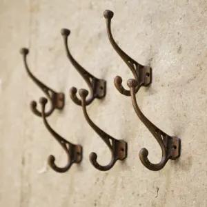 6 Cast Iron Antique Wall Mountable Coat Hooks
