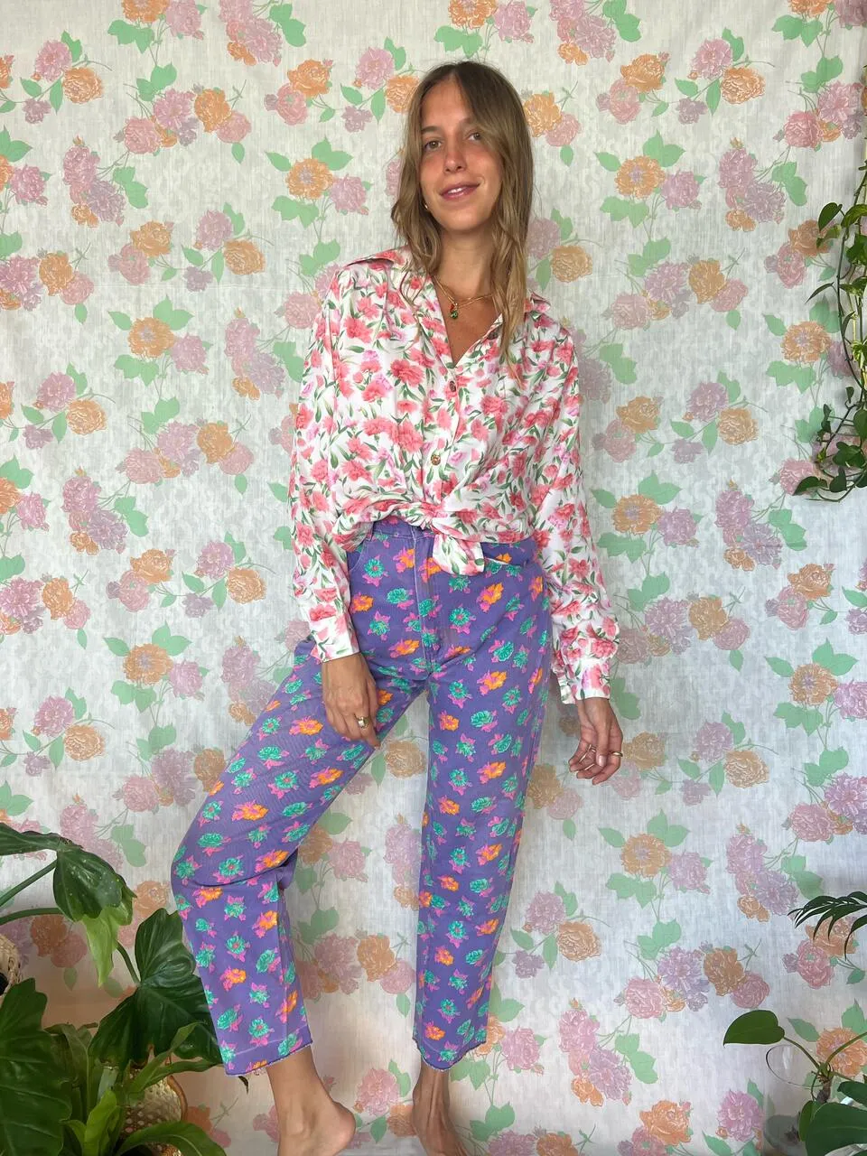 90's Iconic Flower Print Pants