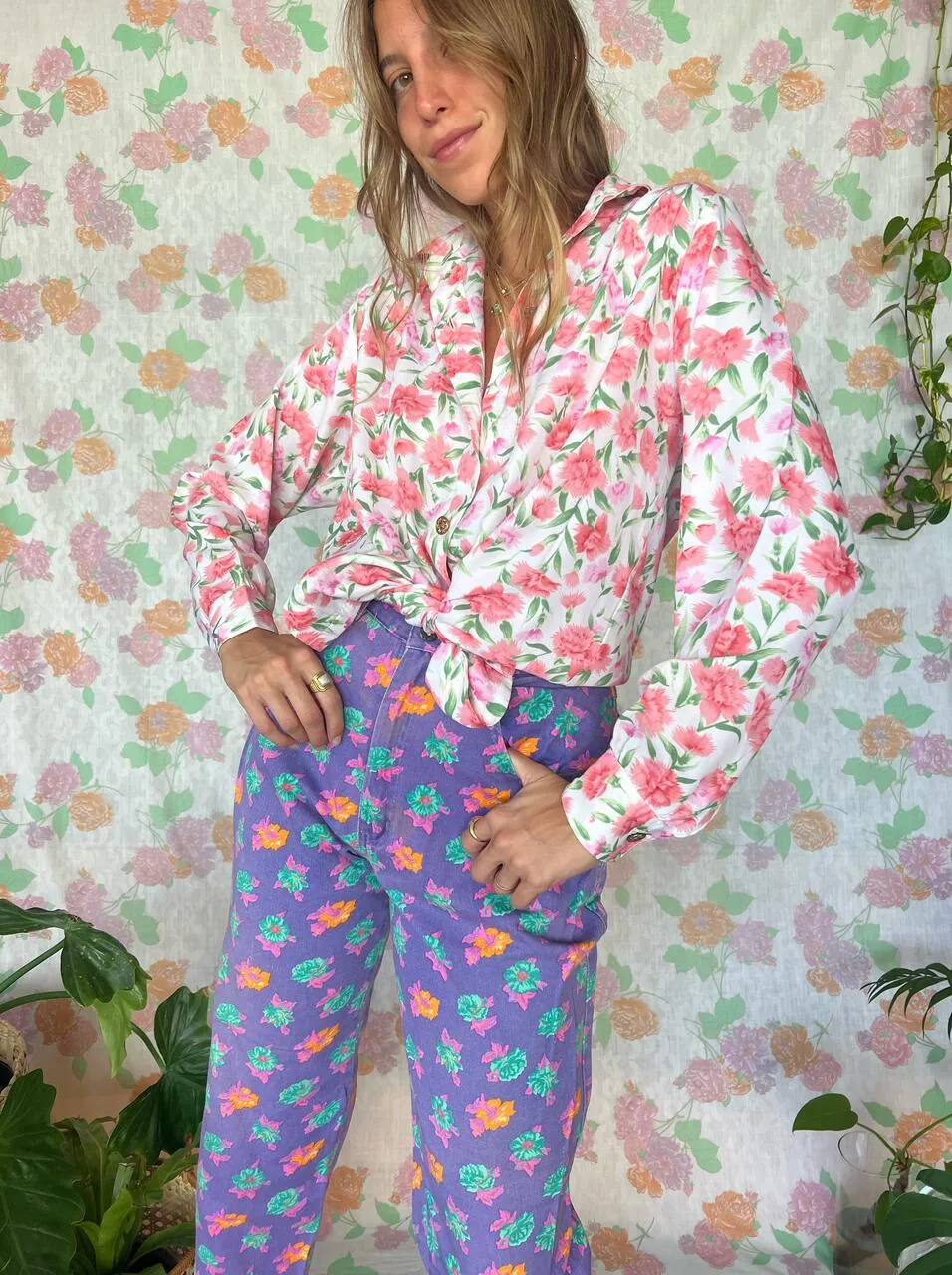 90's Iconic Flower Print Pants