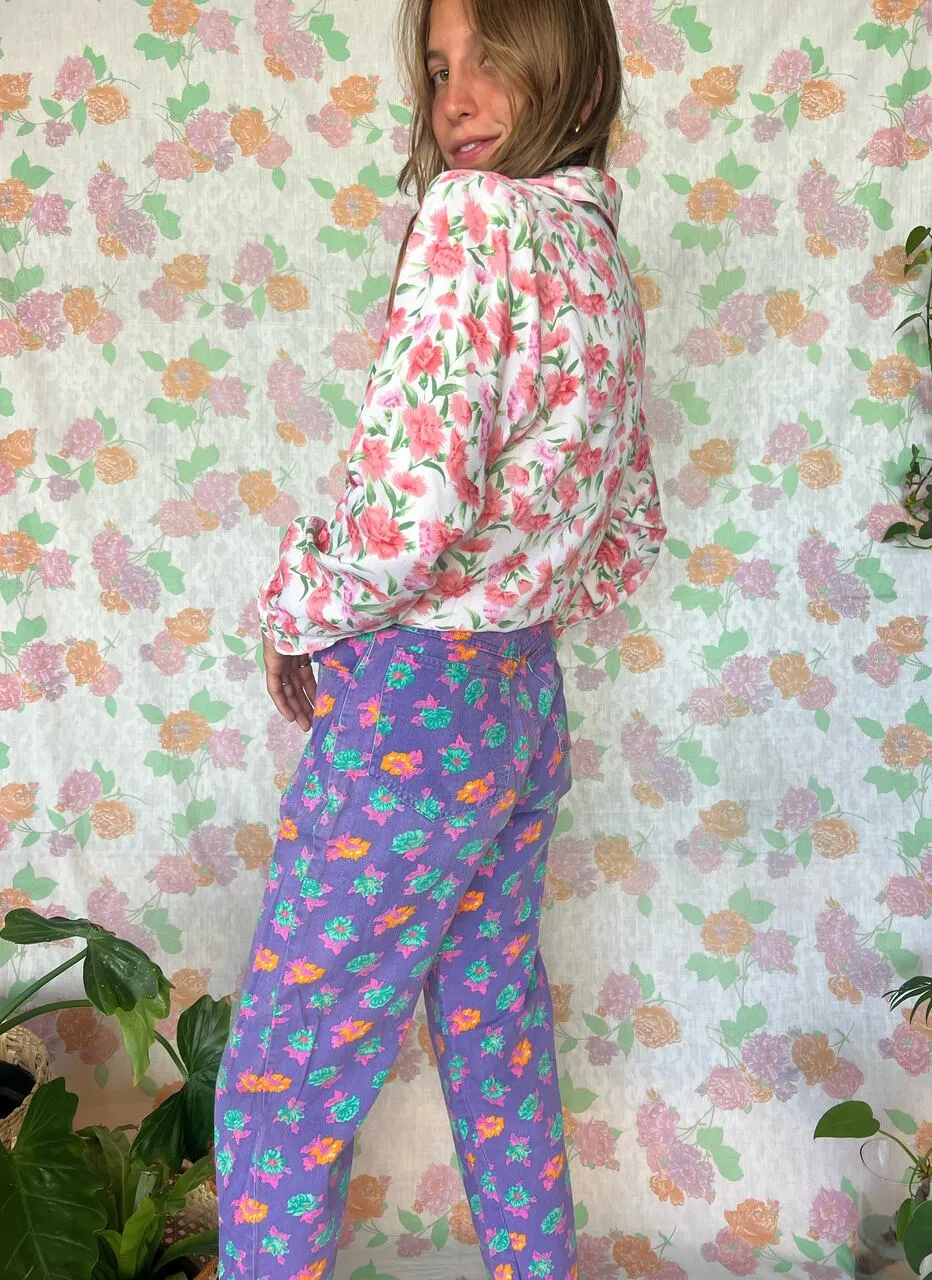 90's Iconic Flower Print Pants