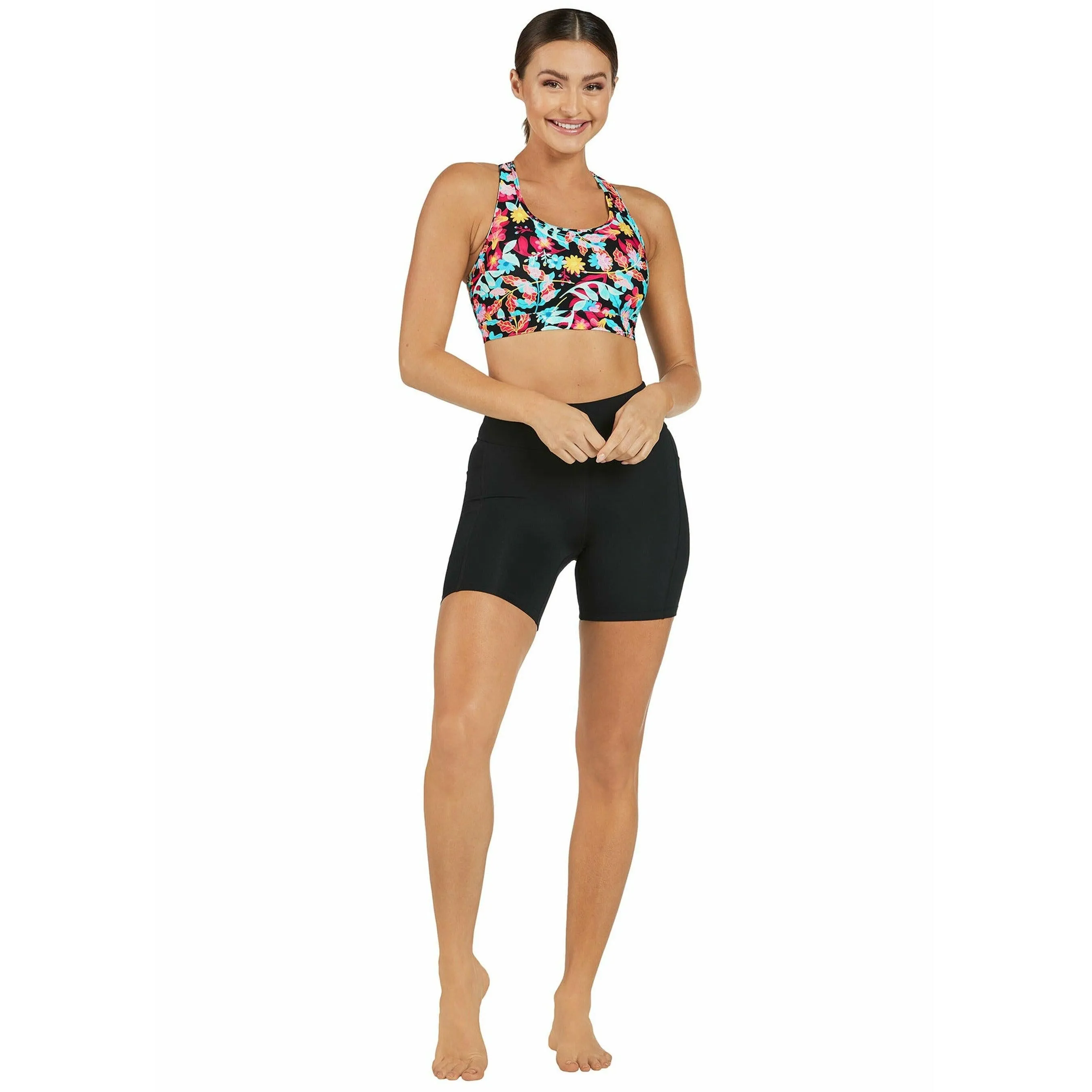 Abi and Joseph Run Swim High Support Crop