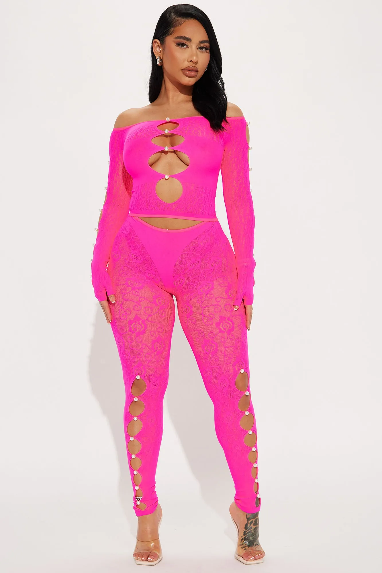 About Me Seamless Legging Set  - Neon Pink