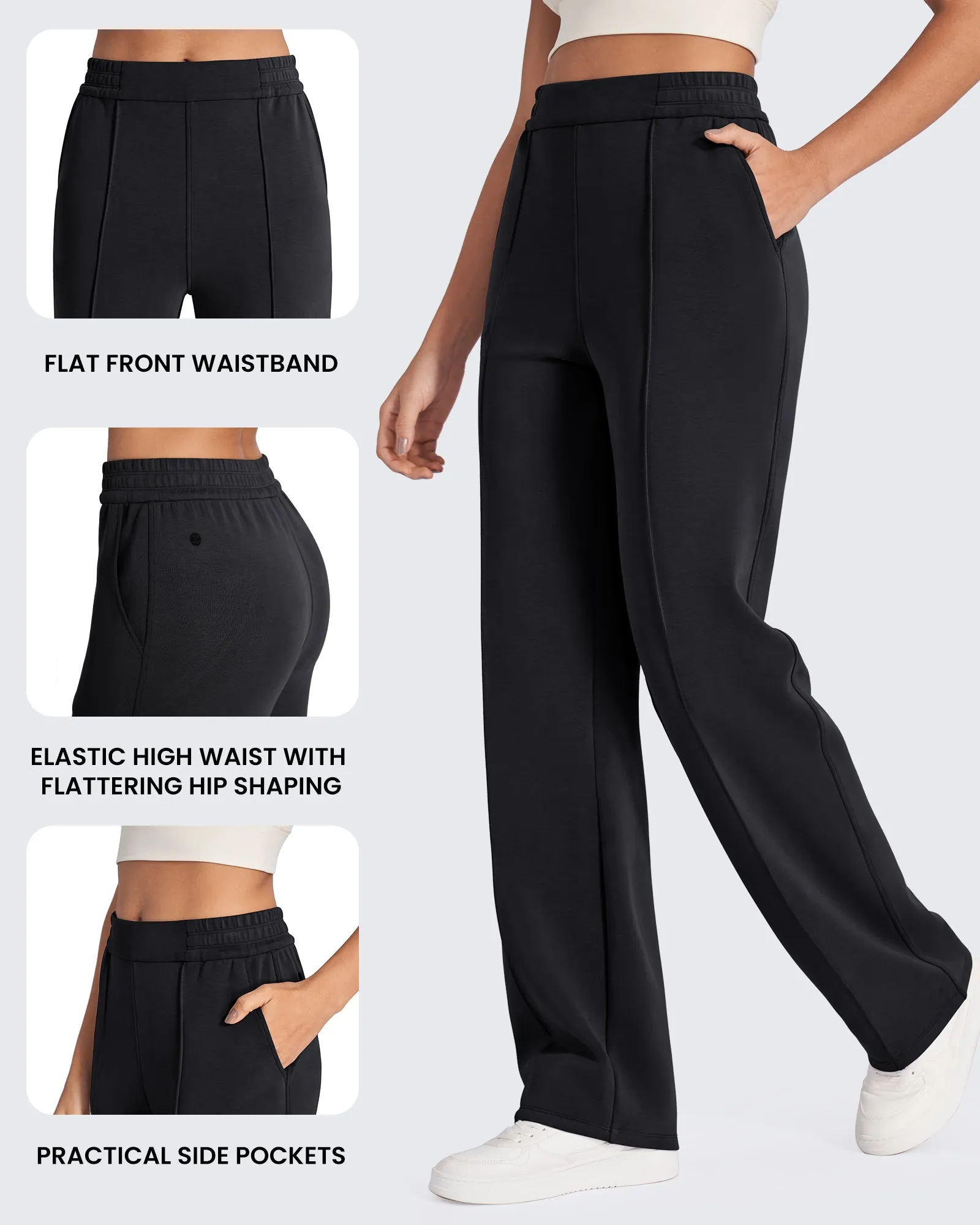 AiryBlend High-Waist Elastic Front Wide Leg Pants