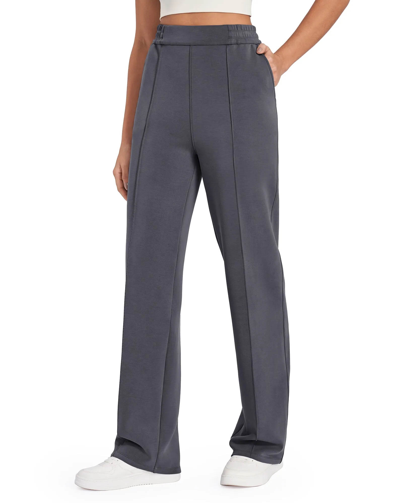 AiryBlend High-Waist Elastic Front Wide Leg Pants