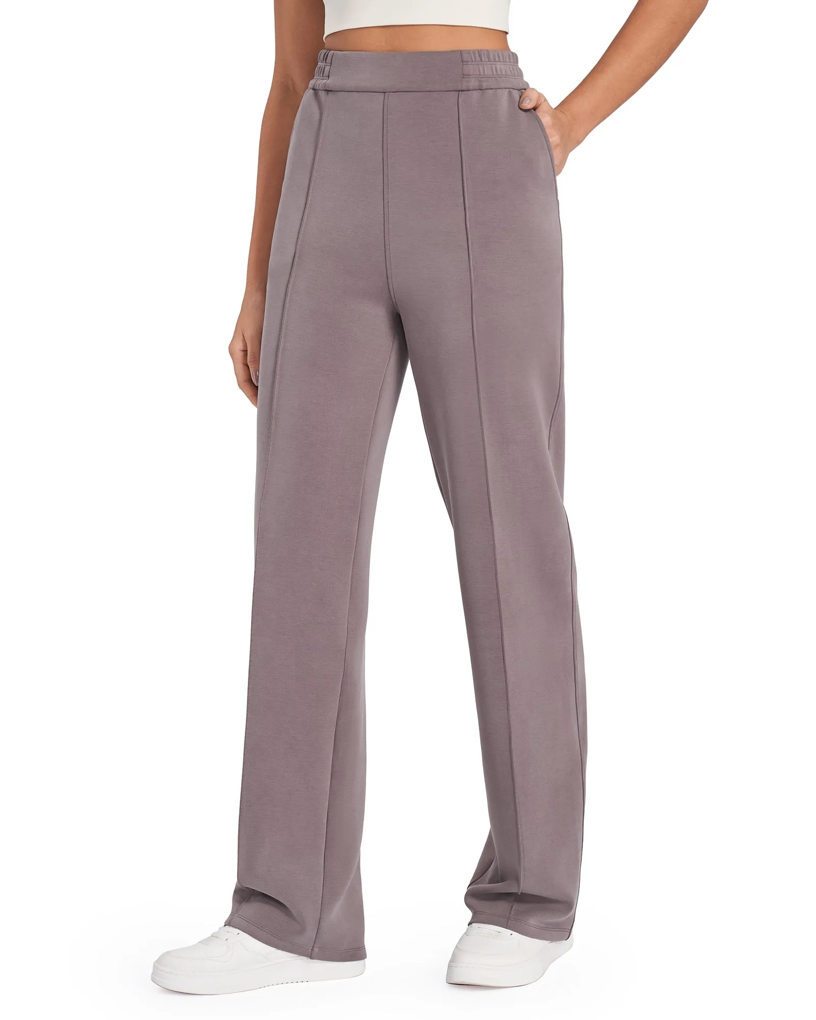 AiryBlend High-Waist Elastic Front Wide Leg Pants