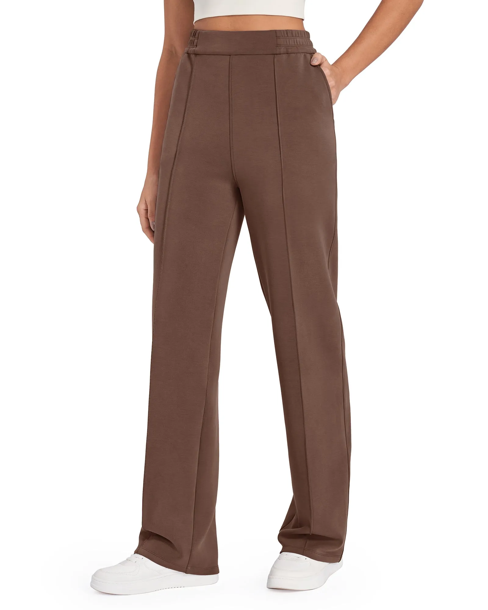 AiryBlend High-Waist Elastic Front Wide Leg Pants