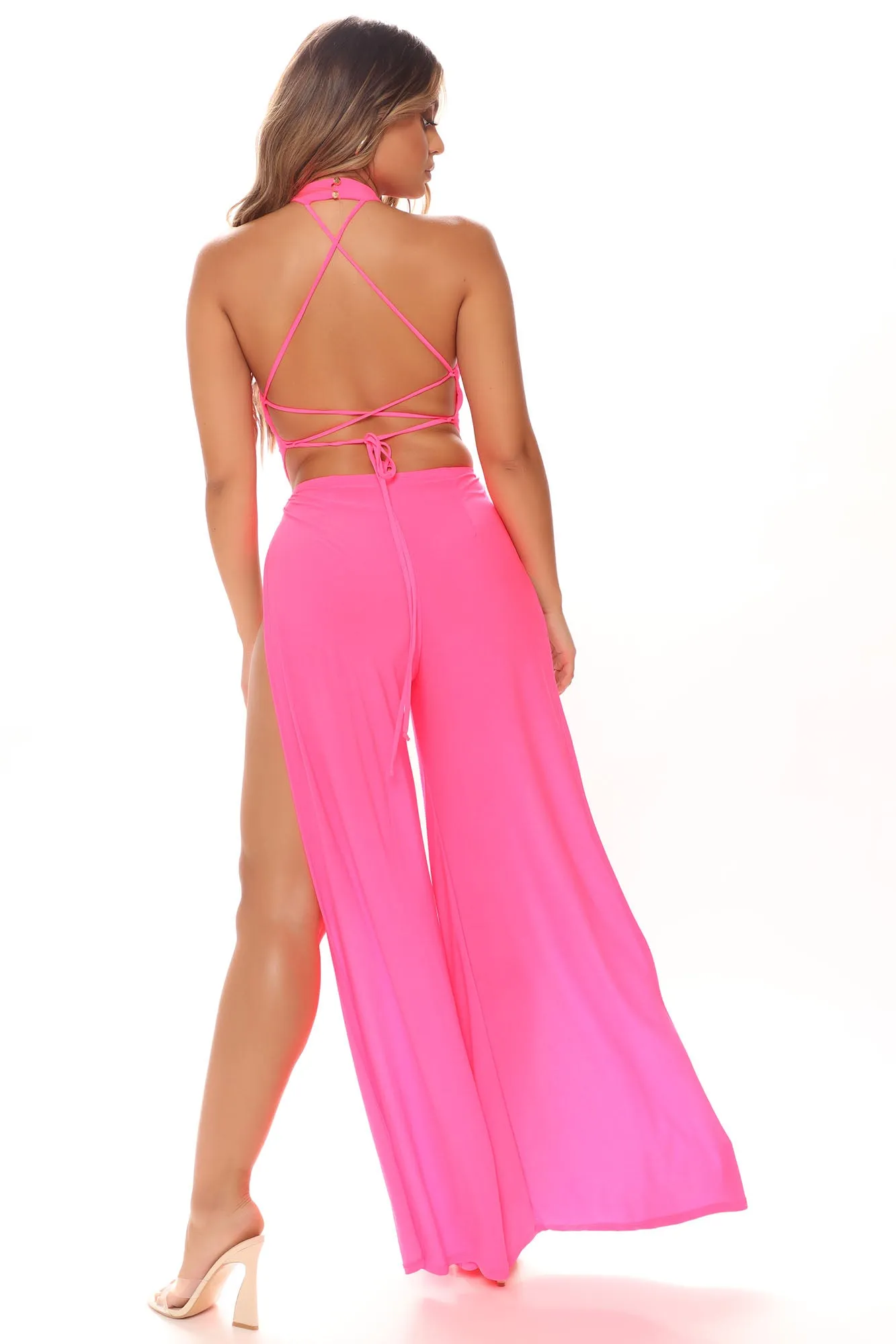 All Night Long Jumpsuit - Neon Coral