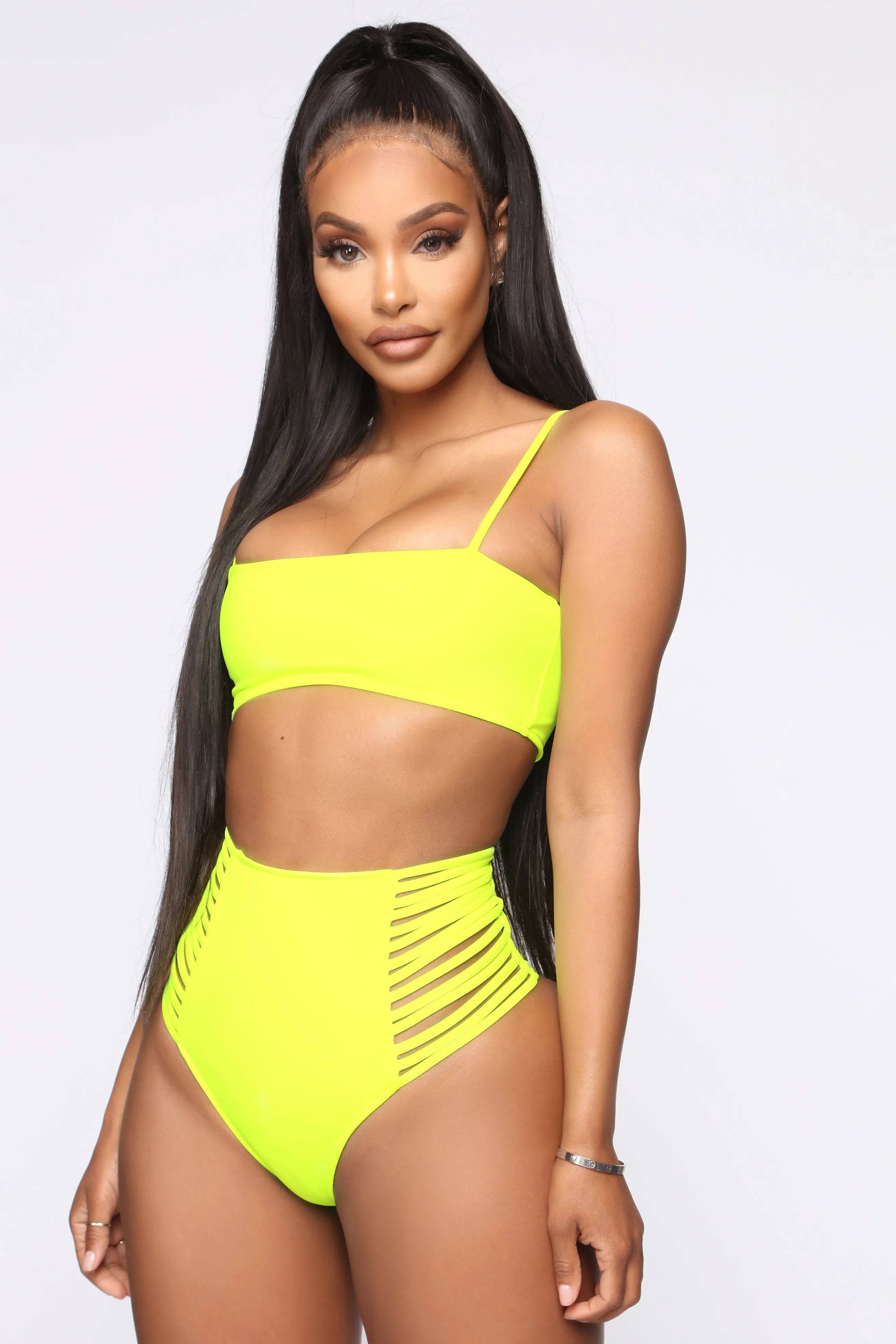 All Side Piece Bikini - Neon Yellow