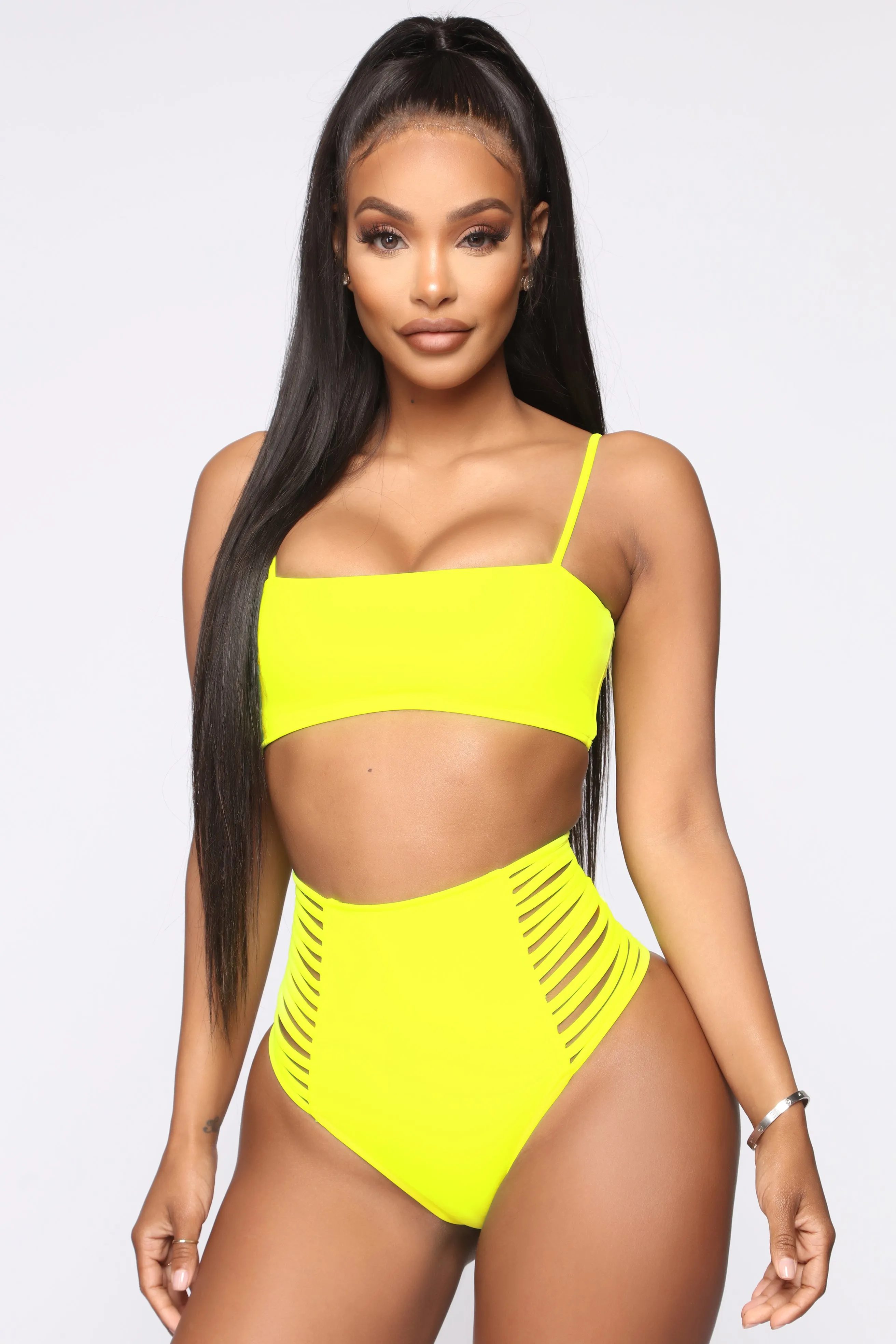 All Side Piece Bikini - Neon Yellow