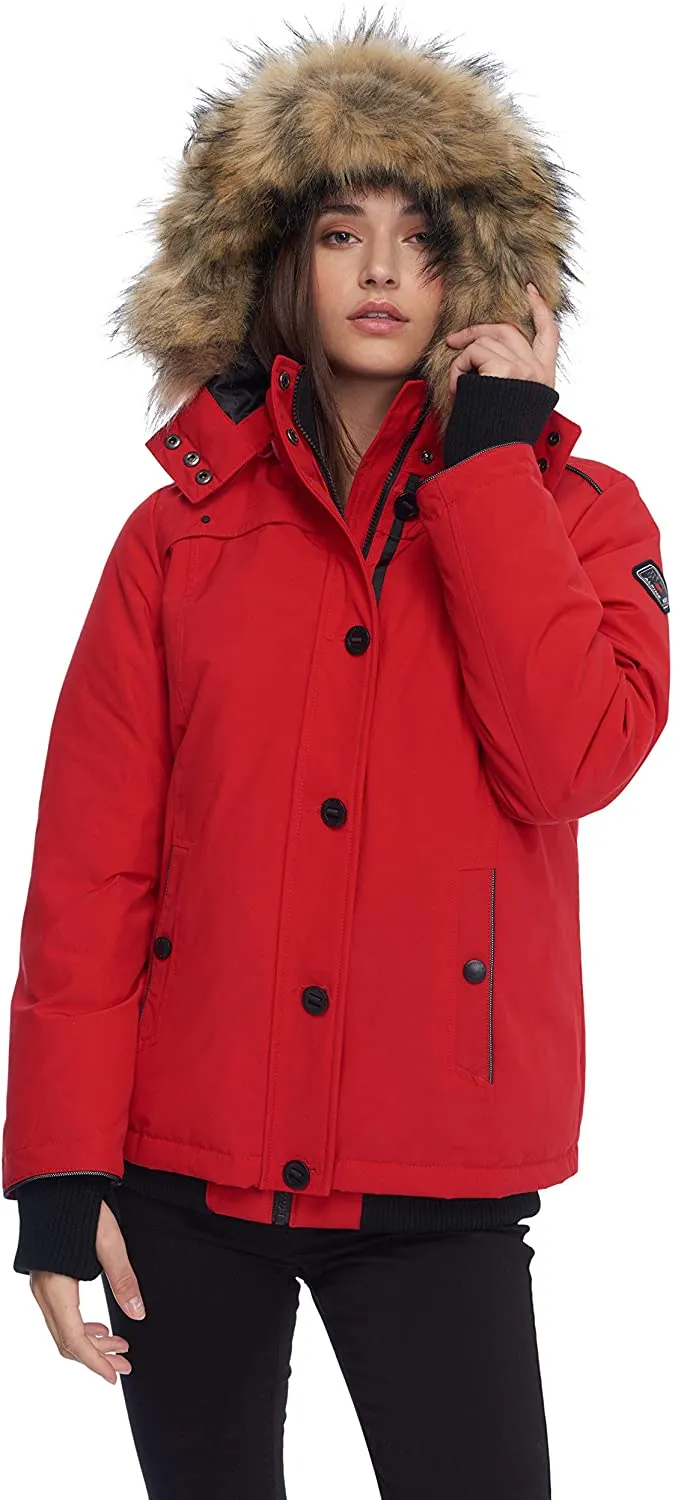 ALPINE NORTH Women's Down Bomber Jacket Winter Coat