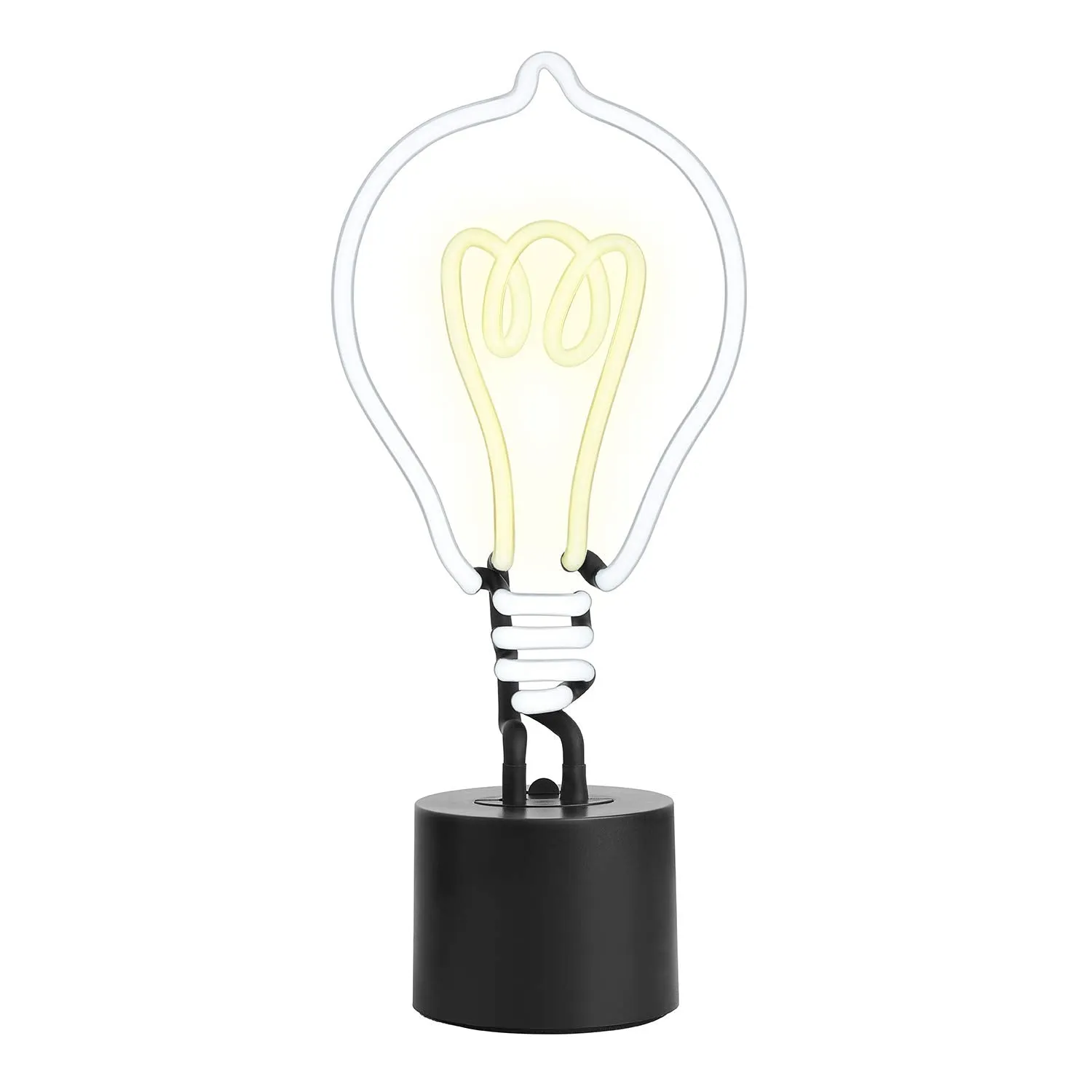 Amped & Co Lightbulb Neon Desk Light, Vintage Edison Style Real Neon, White and Yellow
