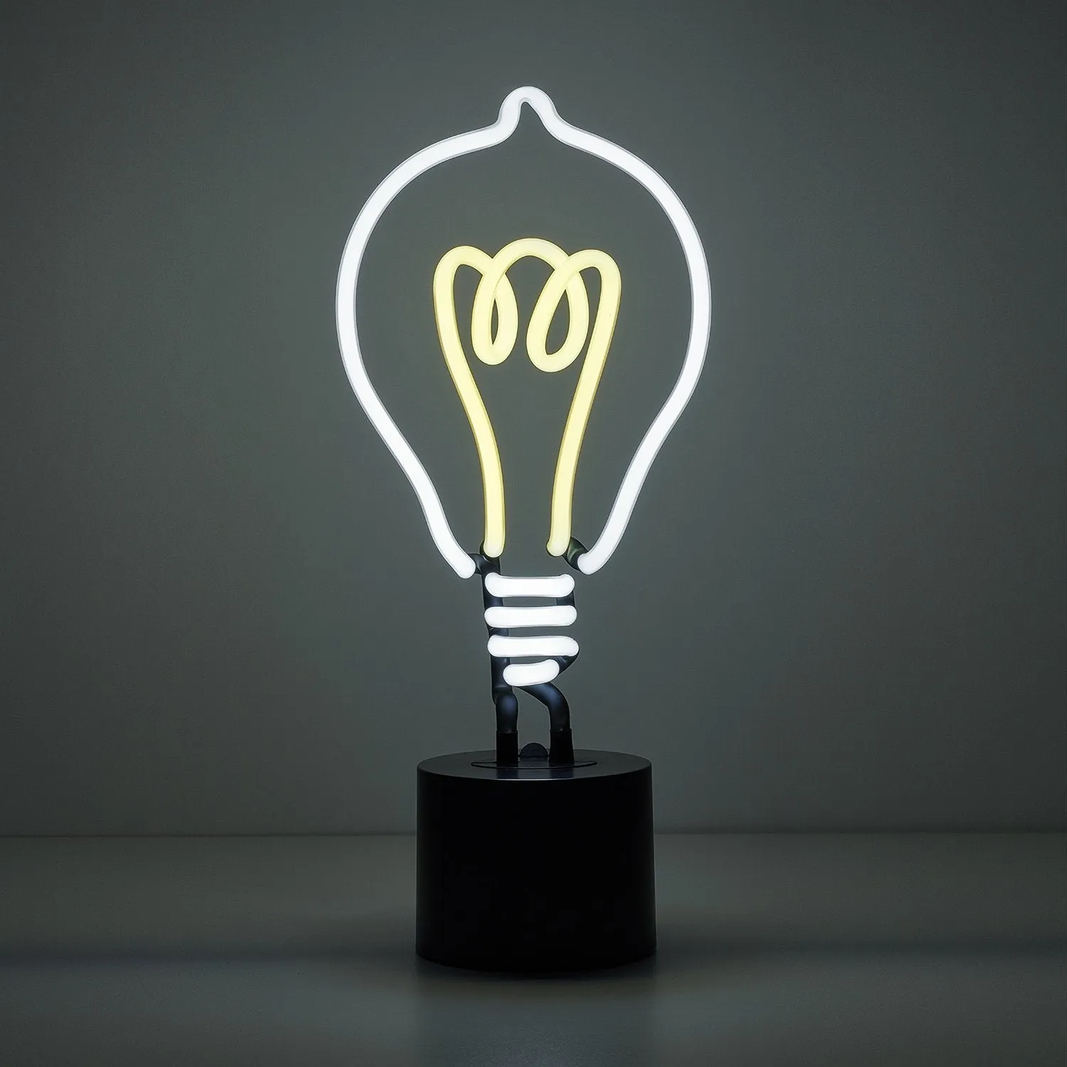 Amped & Co Lightbulb Neon Desk Light, Vintage Edison Style Real Neon, White and Yellow