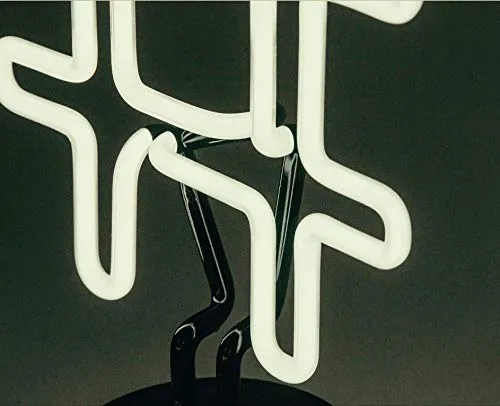 Amped & Co Neon Hashtag Symbol Desk Light, Real Neon, White, Large 8 x 13 inches, Home