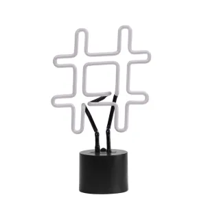 Amped & Co Neon Hashtag Symbol Desk Light, Real Neon, White, Large 8 x 13 inches, Home