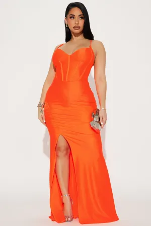 Angelina Corset Gown - Neon Orange