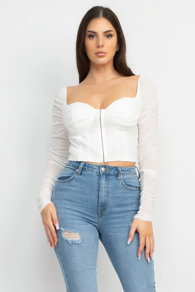 ANGELINA WHITE MESH CORSET TOP