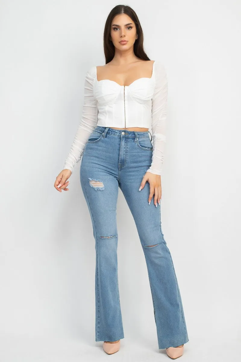 ANGELINA WHITE MESH CORSET TOP