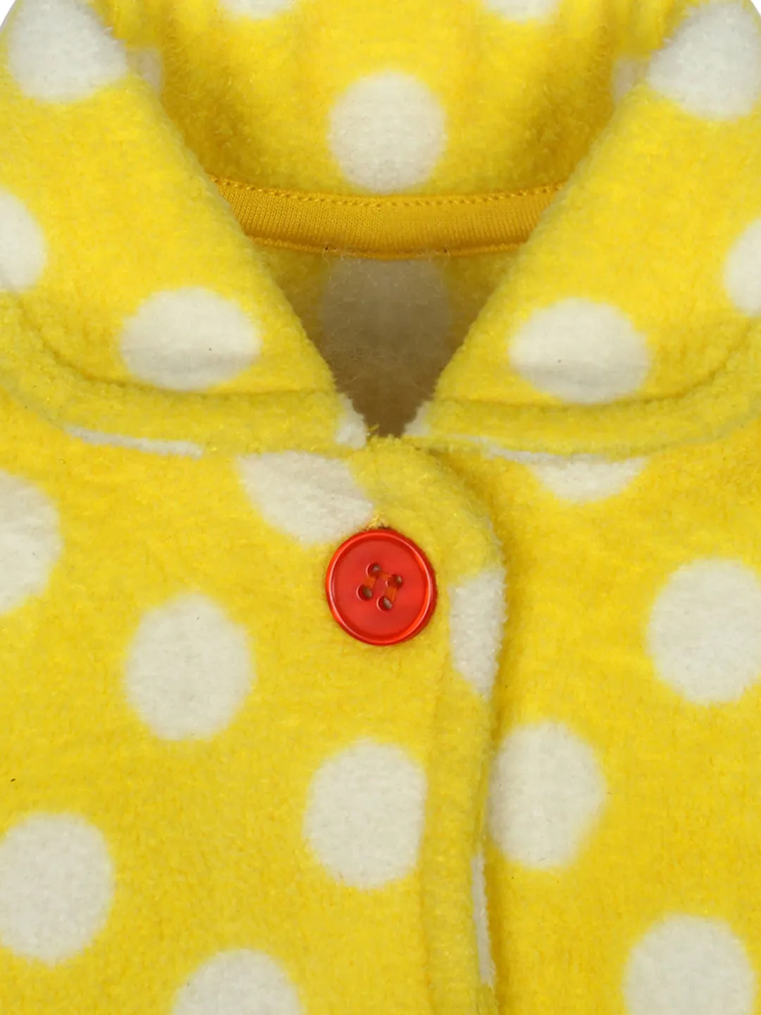 Anti-Pill Polyester Recycled Polar Fleece Long Sleeve Yellow Color Winter Waist Coat For Baby Girls