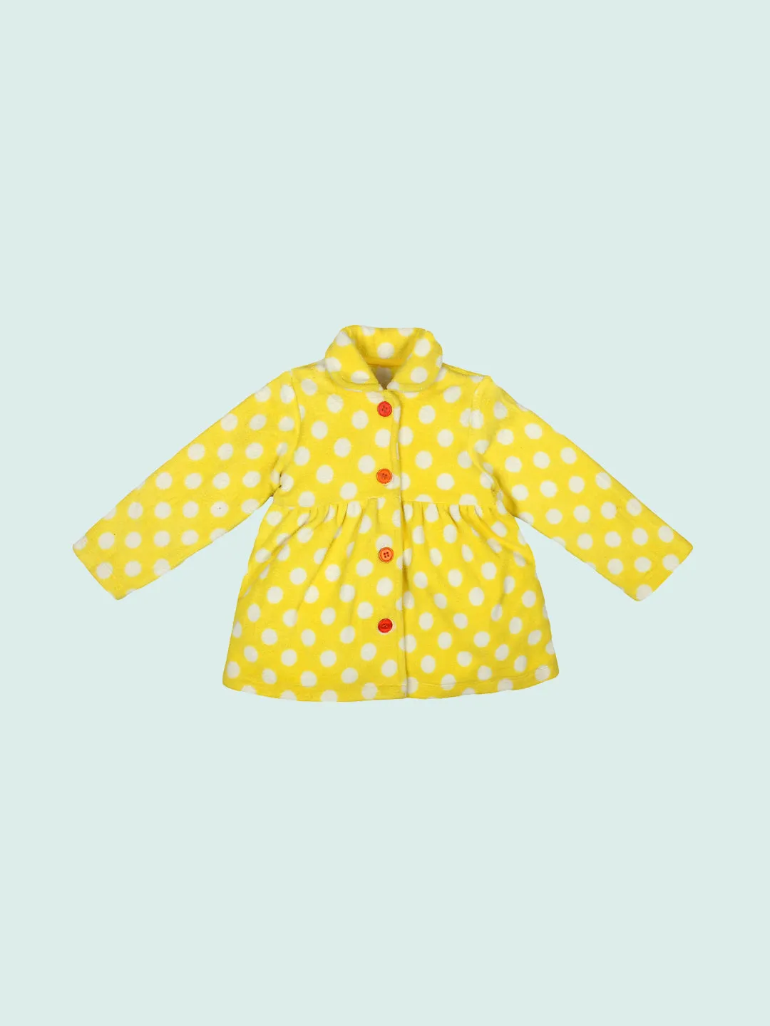 Anti-Pill Polyester Recycled Polar Fleece Long Sleeve Yellow Color Winter Waist Coat For Baby Girls